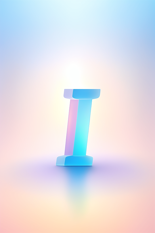 AI数字艺术I字渐变色磨砂玻璃英文字体