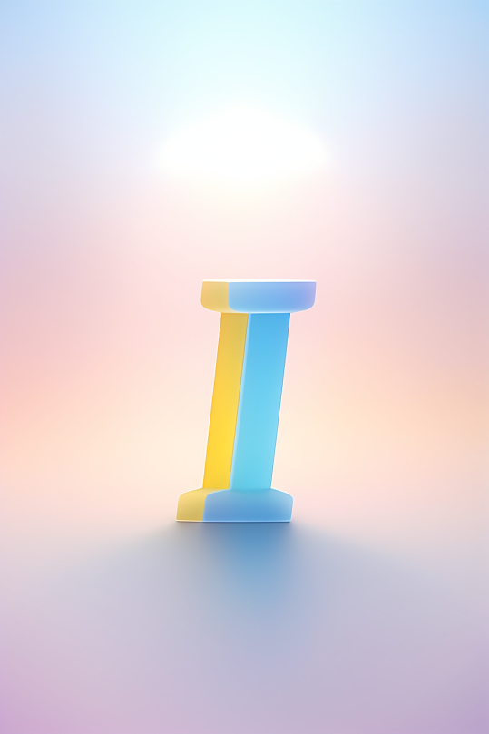 AI数字艺术I字渐变色磨砂玻璃英文字体