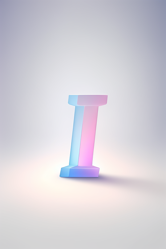 AI数字艺术I字渐变色磨砂玻璃英文字体