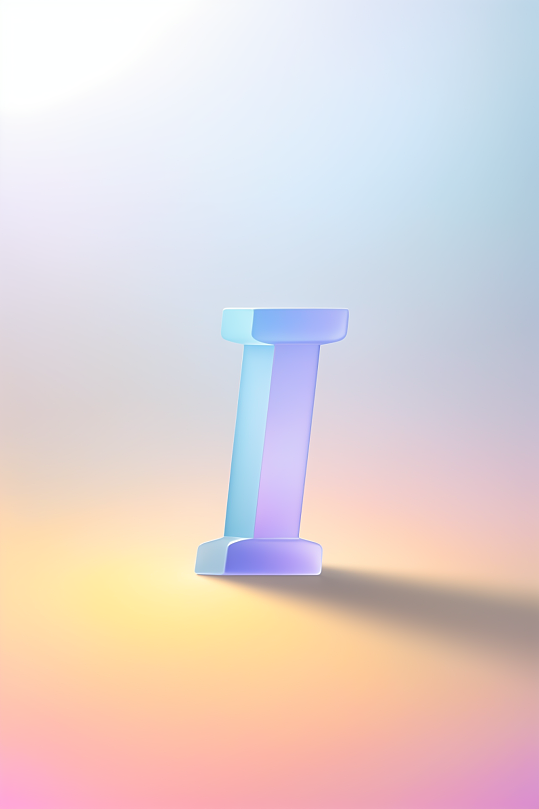 AI数字艺术I字渐变色磨砂玻璃英文字体