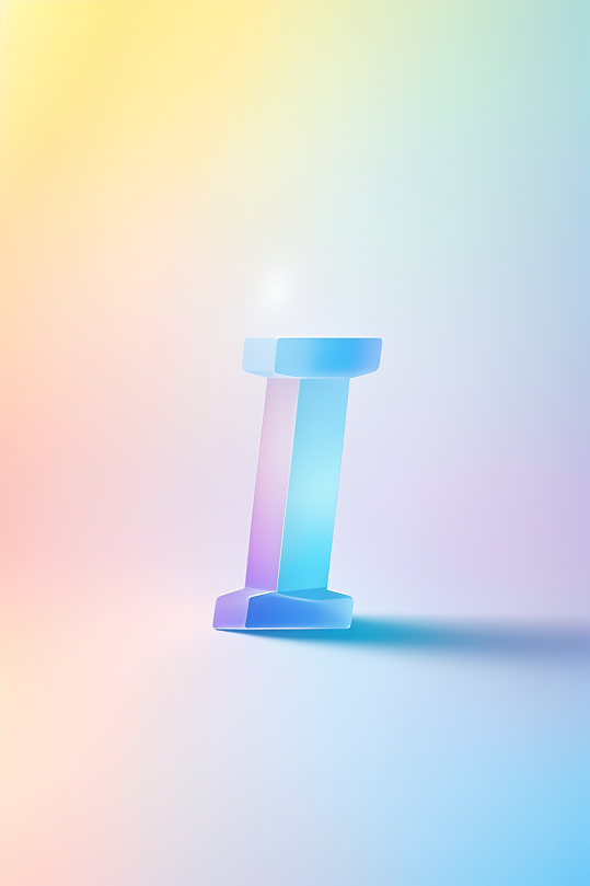 AI数字艺术I字渐变色磨砂玻璃英文字体