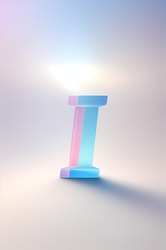 AI数字艺术I字渐变色磨砂玻璃英文字体