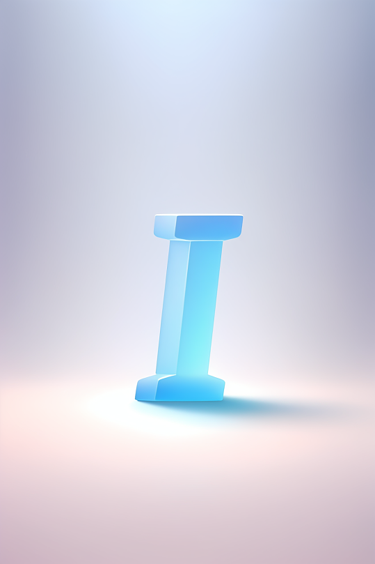 AI数字艺术I字渐变色磨砂玻璃英文字体