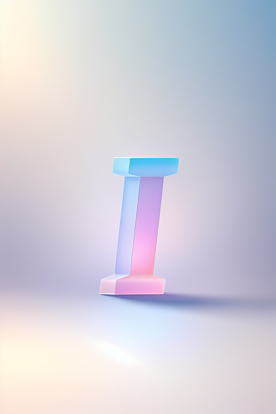 AI数字艺术I字渐变色磨砂玻璃英文字体
