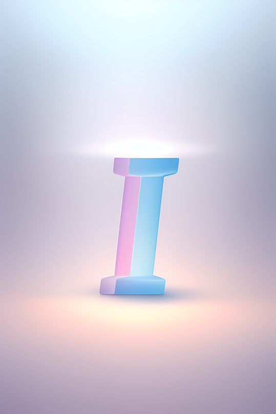AI数字艺术I字渐变色磨砂玻璃英文字体