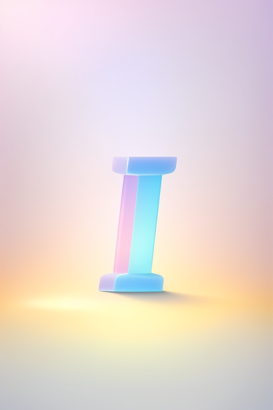 AI数字艺术I字渐变色磨砂玻璃英文字体