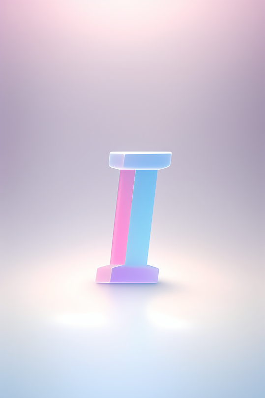 AI数字艺术I字渐变色磨砂玻璃英文字体