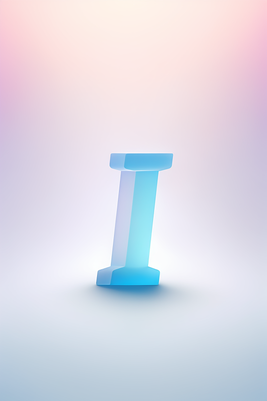 AI数字艺术I字渐变色磨砂玻璃英文字体