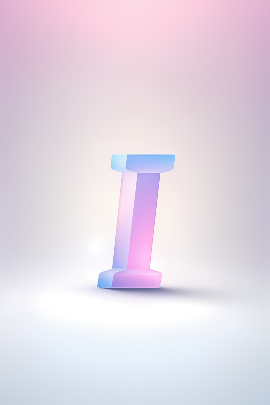 AI数字艺术I字渐变色磨砂玻璃英文字体