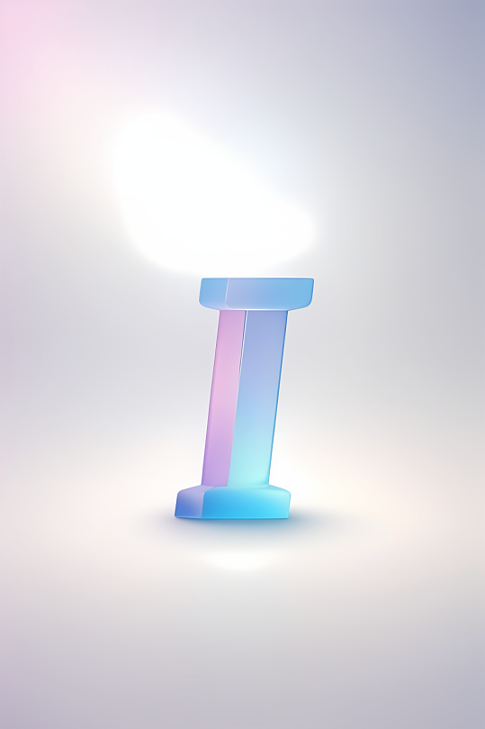 AI数字艺术I字渐变色磨砂玻璃英文字体