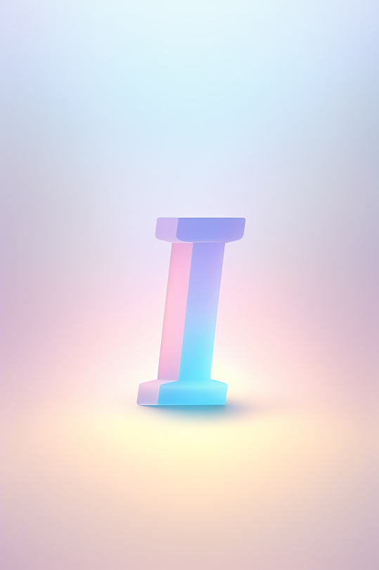 AI数字艺术I字渐变色磨砂玻璃英文字体