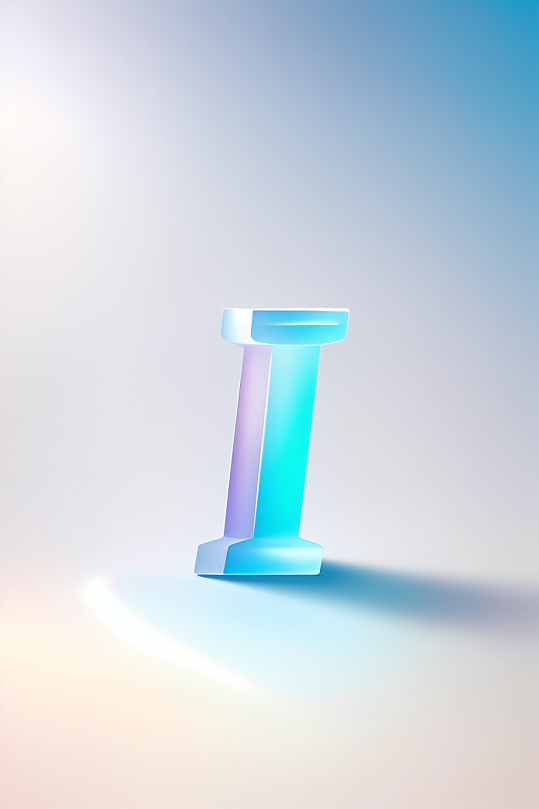 AI数字艺术I字渐变色磨砂玻璃英文字体