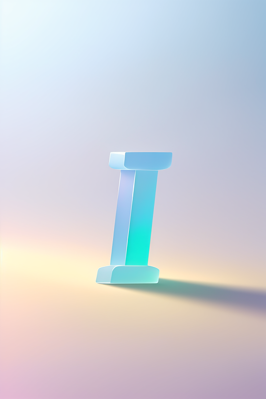 AI数字艺术I字渐变色磨砂玻璃英文字体