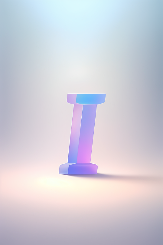 AI数字艺术I字渐变色磨砂玻璃英文字体