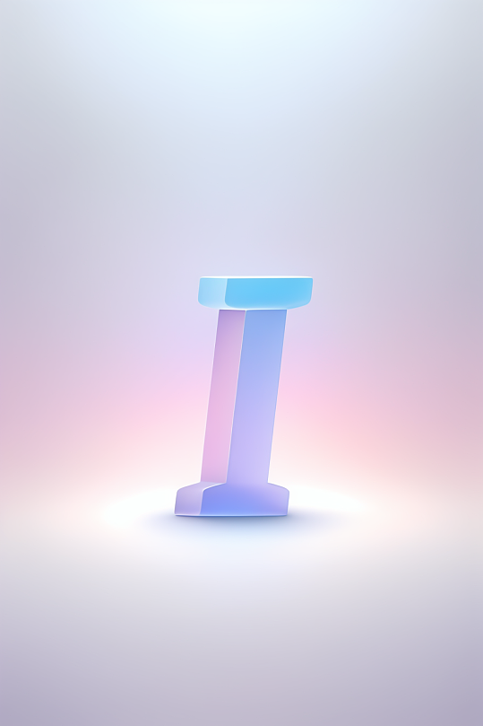 AI数字艺术I字渐变色磨砂玻璃英文字体