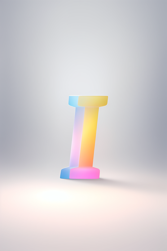 AI数字艺术I字渐变色磨砂玻璃英文字体