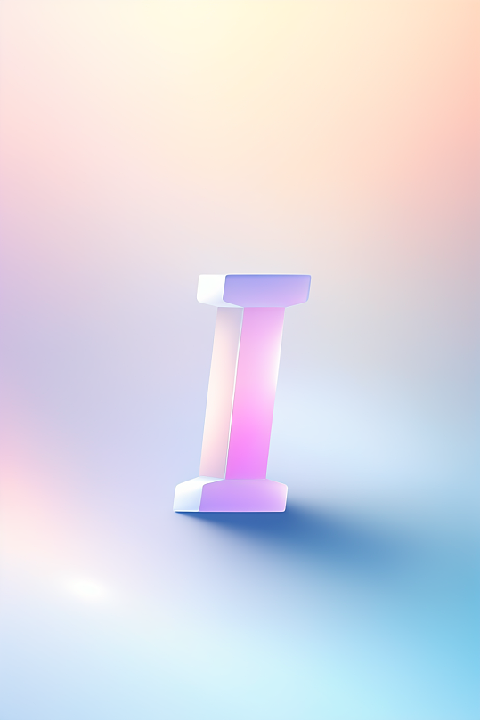 AI数字艺术I字渐变色磨砂玻璃英文字体