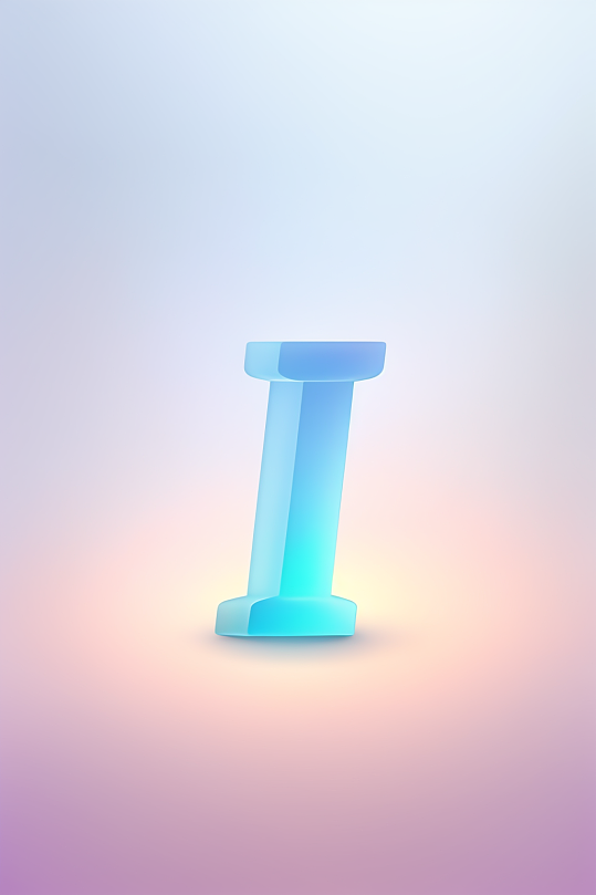 AI数字艺术I字渐变色磨砂玻璃英文字体