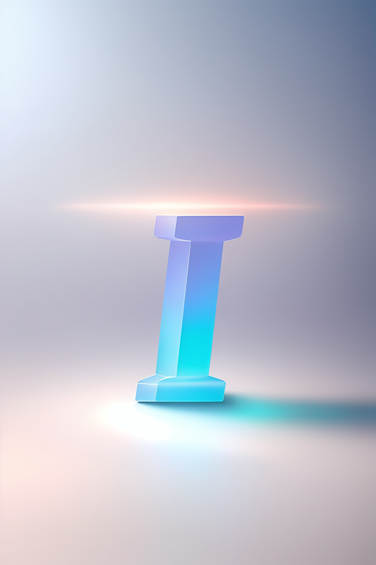 AI数字艺术I字渐变色磨砂玻璃英文字体