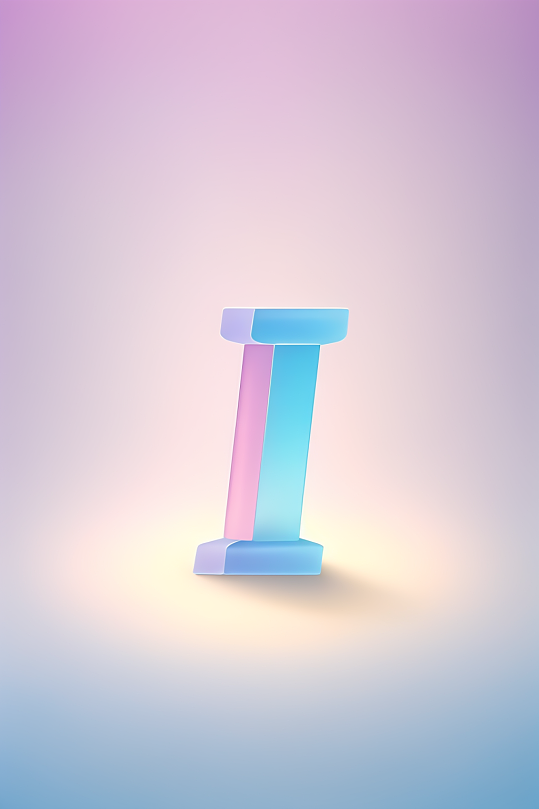 AI数字艺术I字渐变色磨砂玻璃英文字体