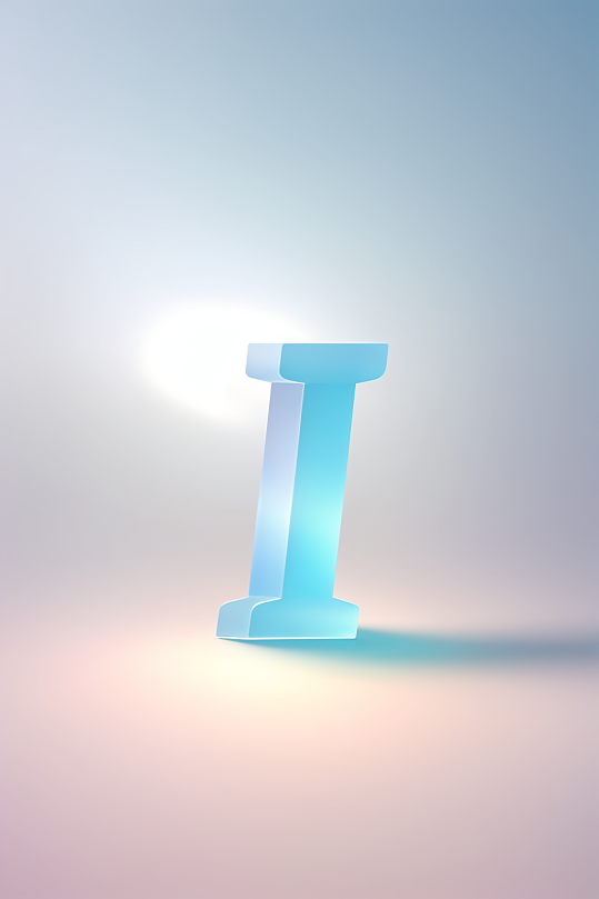 AI数字艺术I字渐变色磨砂玻璃英文字体
