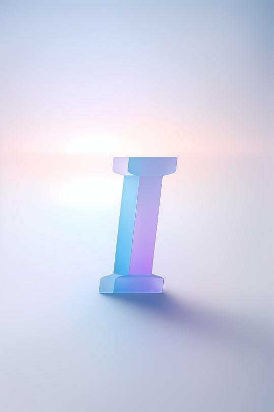 AI数字艺术I字渐变色磨砂玻璃英文字体