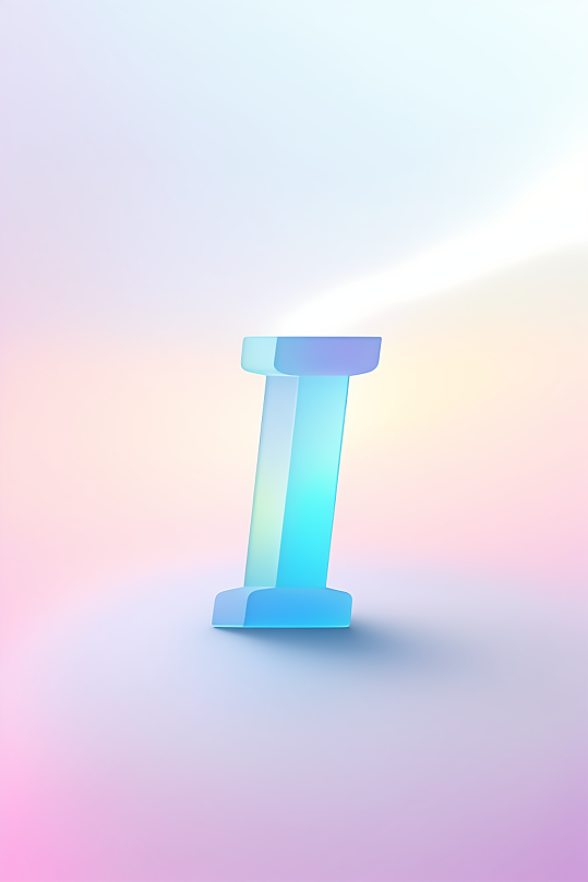 AI数字艺术I字渐变色磨砂玻璃英文字体