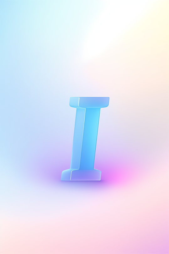 AI数字艺术I字渐变色磨砂玻璃英文字体