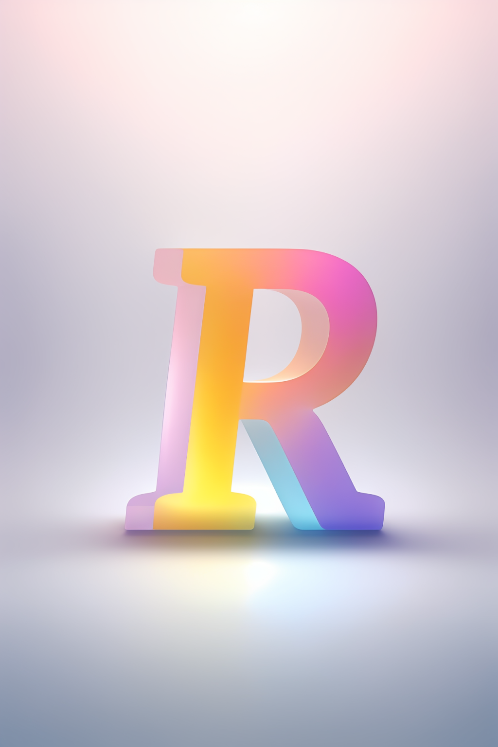 AI数字艺术R字渐变色磨砂玻璃英文字体素材