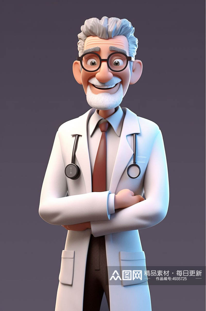 AI数字艺术卡通创意医生人物模型素材