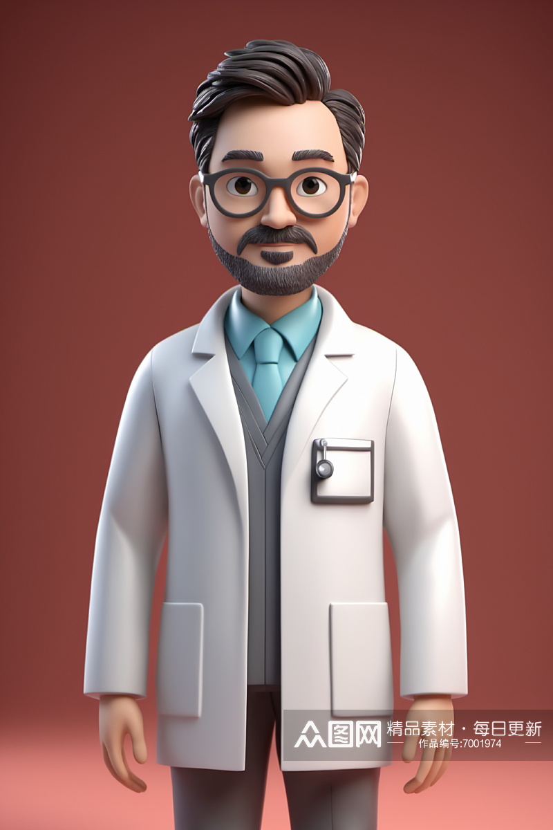 AI数字艺术医生卡通动画人物模型插图素材