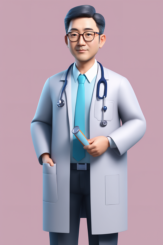AI数字艺术医生卡通动画人物模型插图