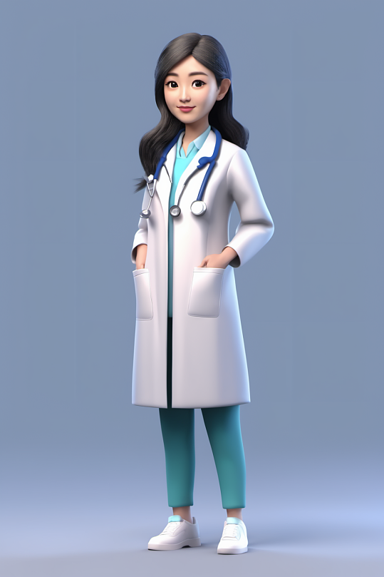 AI数字艺术劳动节医生职业卡通形象背景插图-众图网