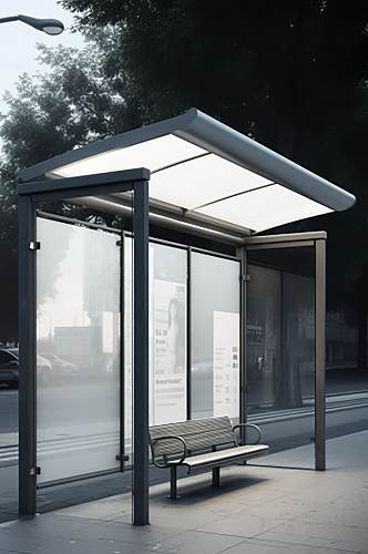 AI数字艺术室外公交广告牌展板样机模型