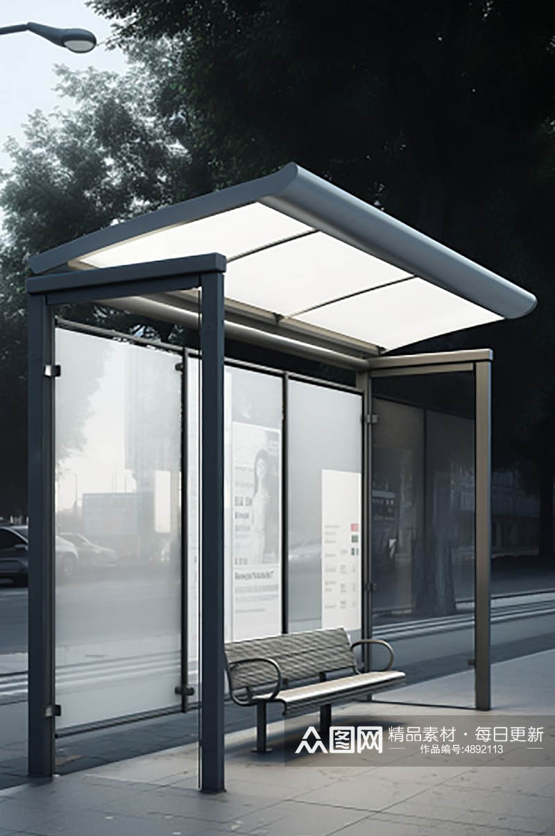 AI数字艺术室外公交广告牌展板样机模型素材