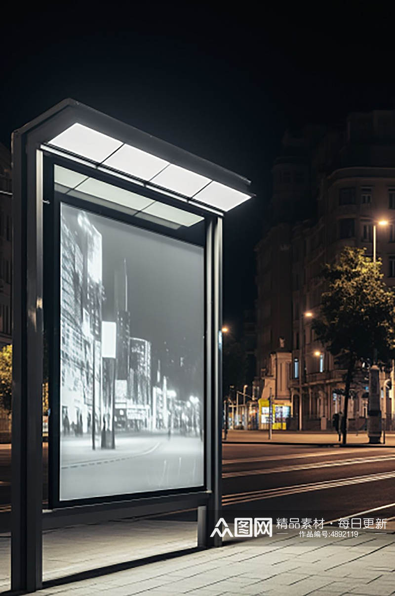 AI数字艺术室外公交广告牌展板样机模型素材