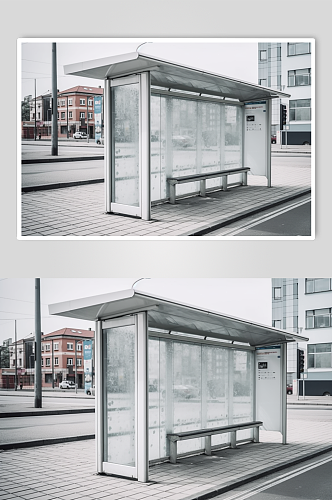 AI数字艺术公交站牌广告牌展板样机模型