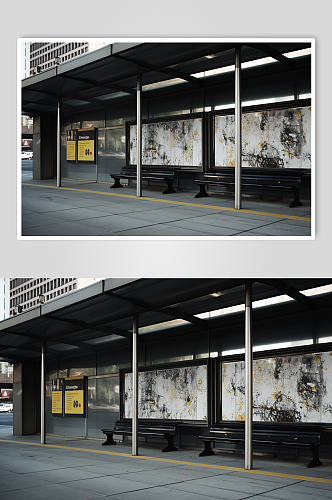 AI数字艺术地铁广告牌展板样机模型