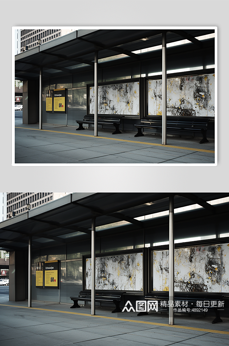 AI数字艺术地铁广告牌展板样机模型素材