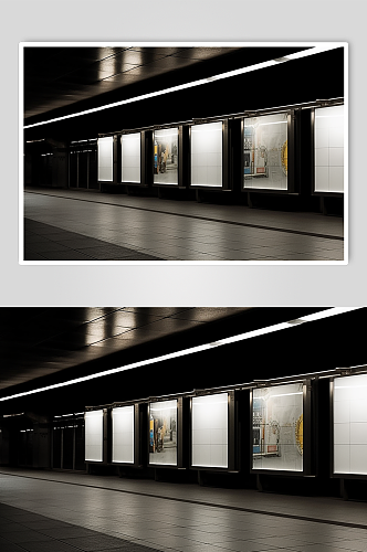 AI数字艺术地铁广告牌展板样机模型
