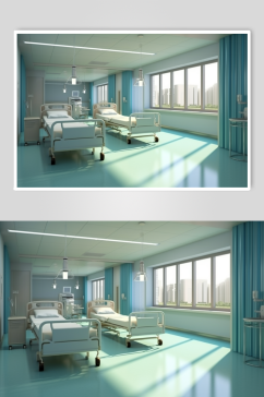 AI数字艺术医疗病房医院场景摄影图