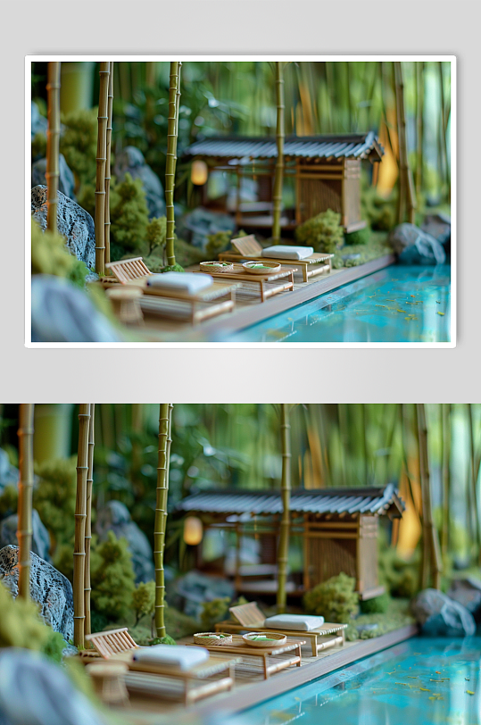 AI數(shù)字藝術夏季泳池電商C4D模型場景