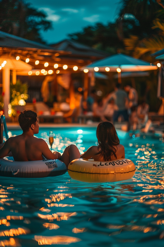 AI数字艺术夏季泳池派对摄影图-众图网