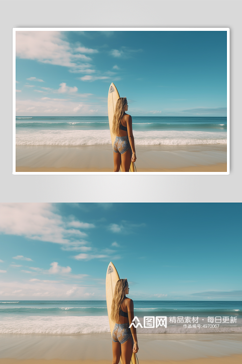 AI数字艺术夏季旅游泳装人物背影摄影图片素材