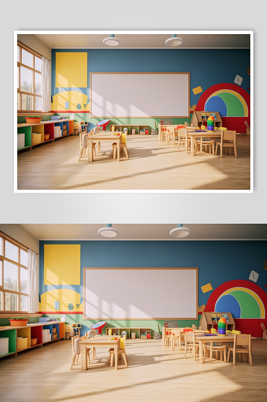 AI数字艺术幼儿园教室摄影图