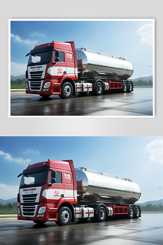 AI数字艺术油罐车交通运输工具摄影图