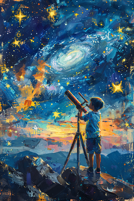 AI数字艺术六一儿童节小王子油画风插画-众图网