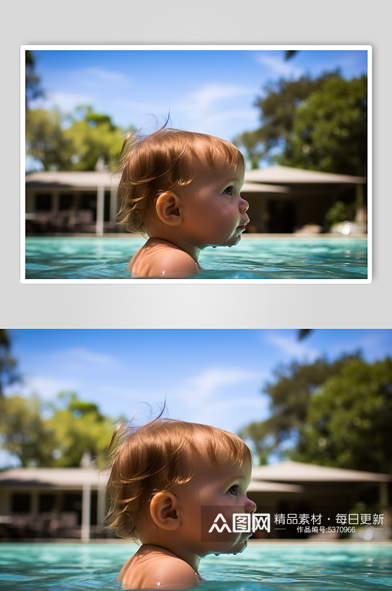 AI数字艺术婴儿游泳玩耍摄影图素材