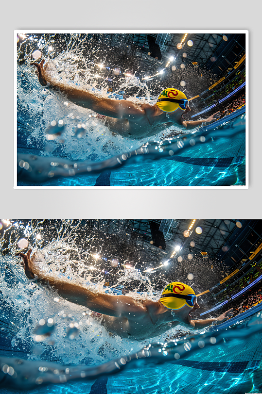 AI数字艺术游泳照片人物肖像摄影图