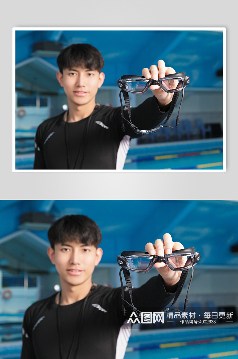 夏日男生手拿泳镜游泳男教练人物摄影图片素材